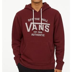 Vintage Vans Off The Wall Hoodie Red Pullover Mens Size L